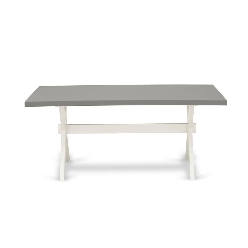 East West Furniture Kitchen Table Set- a Dining Table & Baby Blue Linen Fabric Parsons Chairs, Linen White(Pieces Options)