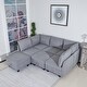 7 seat couch Woven Fabric 7 Seater Sectional Sofa with Storage Grey ...