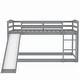 preview thumbnail 13 of 32, Minimalist Twin over Twin Wooden Floor Low Bunk Bed Kids Bed with Convertible Slide,Ladder and Guardrail