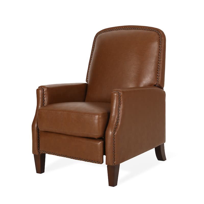 Adjustable Recliner Chair Faux Leather Armchair, Upholstered Recliner with Rivet Trim Single Sofa Accent Chair for Living Room