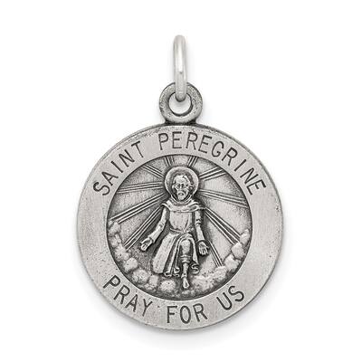 Diamond2Deal 925 Sterling Silver St. Peregrine Medal Pendant (L- 20 mm, W- 15 mm)