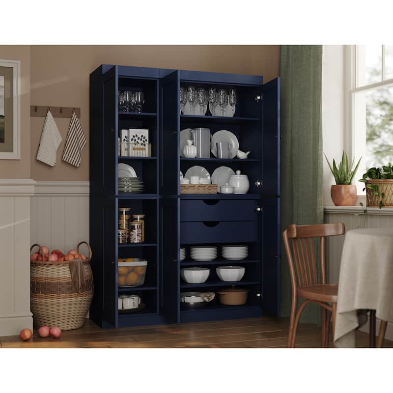 Palace Imports 100% Solid Wood 48.5" Pantry Cabinet with Shaker Doors, 2-Drawers and Adjustable Shelves