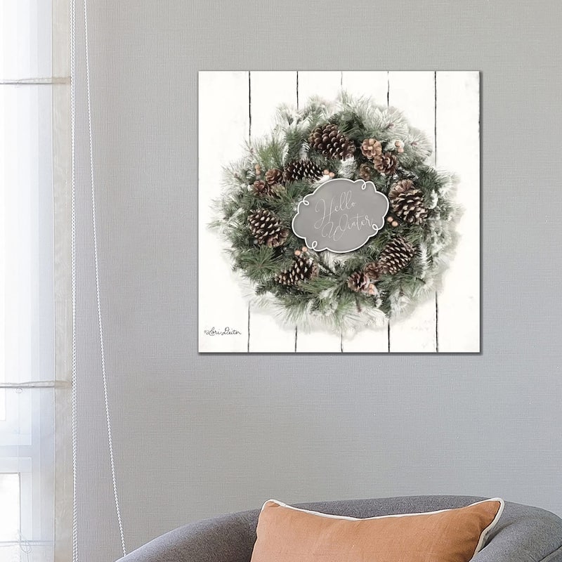 iCanvas "Hello Winter Wreath" by Lori Deiter Canvas Print - 26x26x1.5
