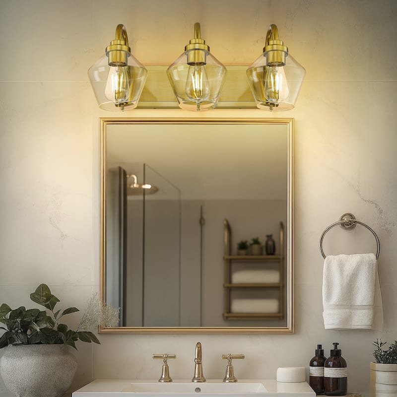 Modern 3/4-Light Bathroom Vanity Light in Black/Gold Finish