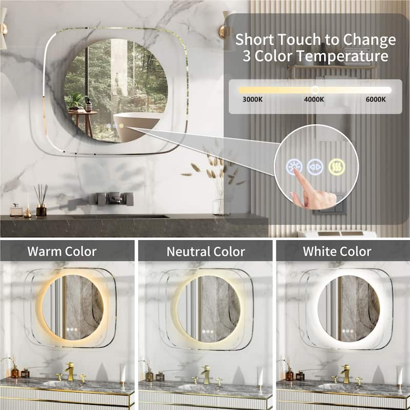 Innovative LED Lighted Bathroom Mirror with Backlit Clear Glass Frame 32”x 28” - 31.50x27.56 inch -  31.50x27.56 inch