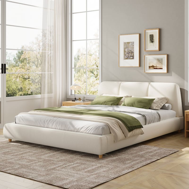 Christopher Knight Home- Mitchell Linen Blend Upholstered Bed Frame with Headboard