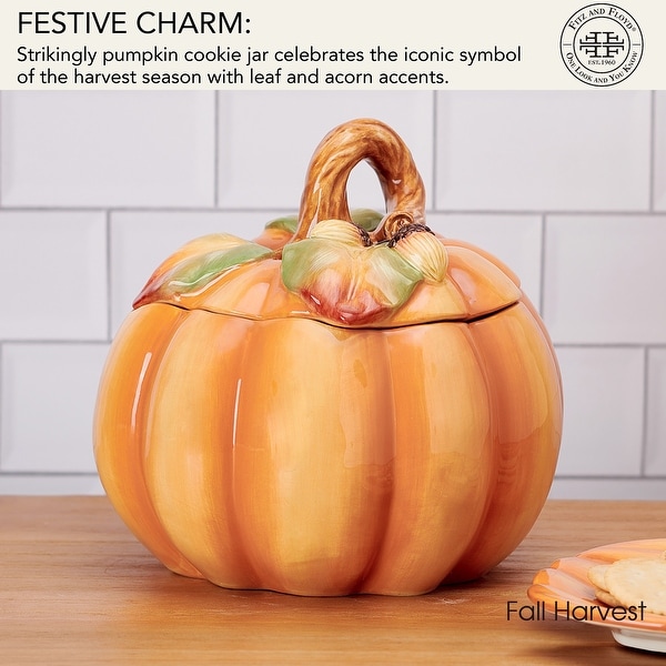 Fitz and Floyd Fall Harvest Pumpkin Cookie Jar, 8 Inch - On Sale