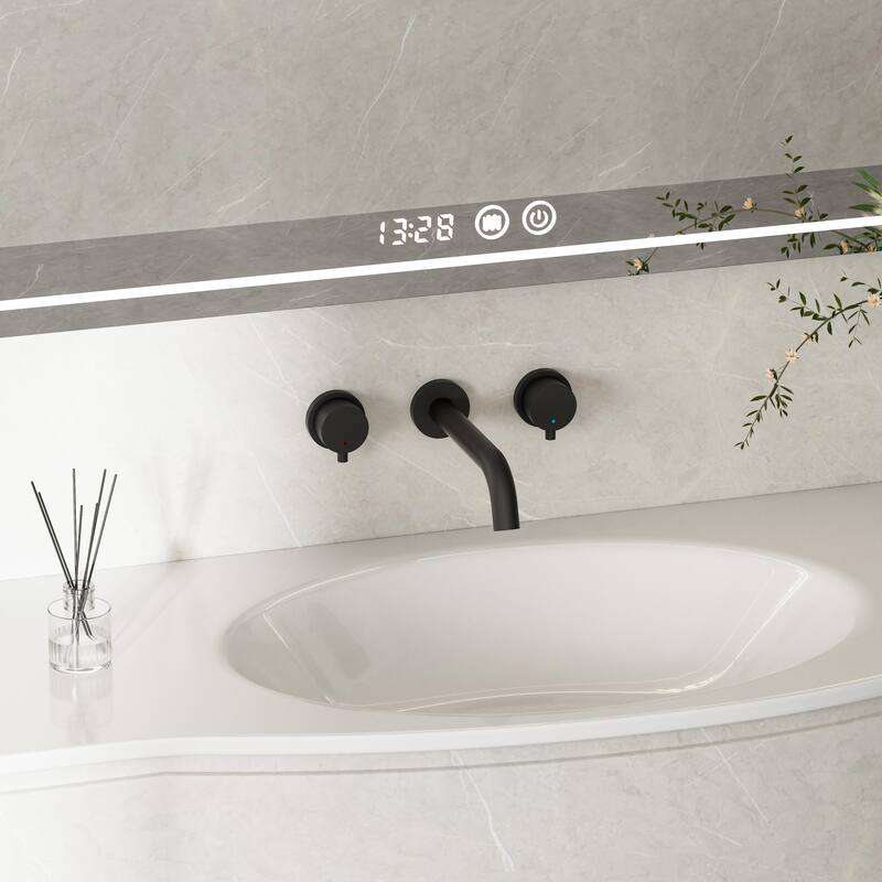 Modland Wall Mounted 3-Hole Bathroom Sink Faucet Widespread with 2 Handles