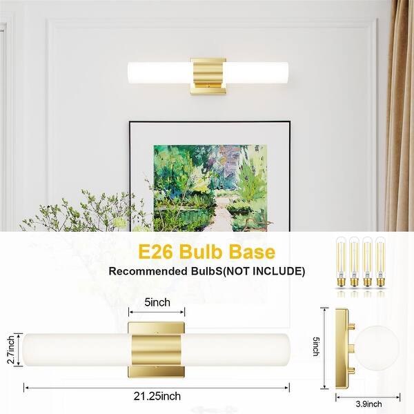 Cusp Barn Bathroom Light Fixtures, Gold Wall Sconce Light, Modern Wall Lights with Milky Glass Shade for Vanity, Bedroom