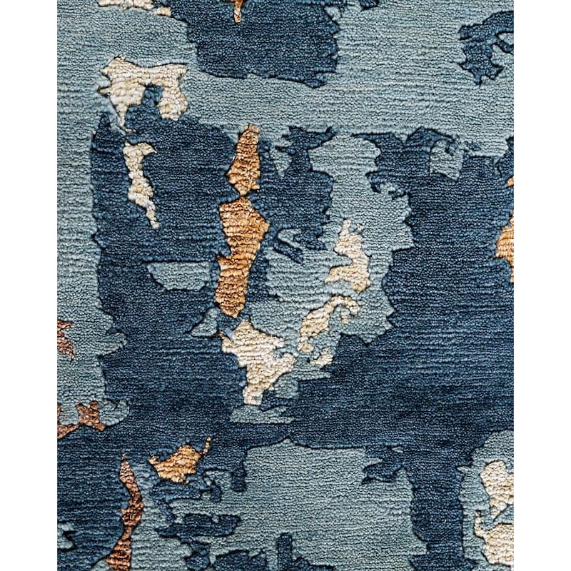 Modern One-of-a-Kind Hand-Knotted Area Rug, Blue - 8' 1" x 10' 2"