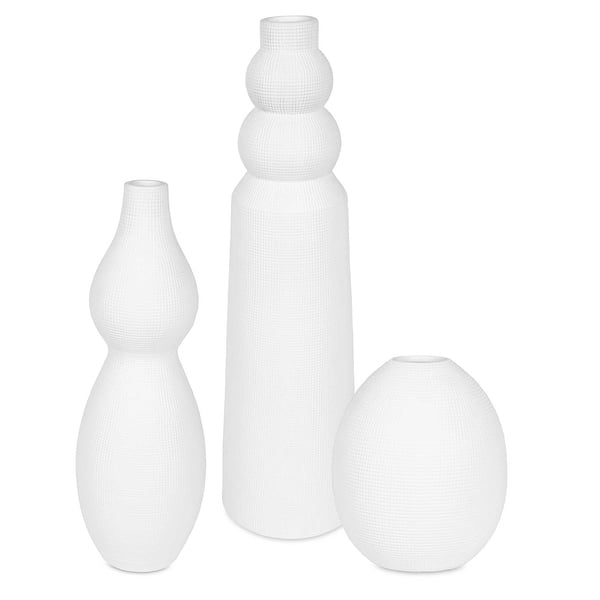 slide 2 of 4, Uttermost Forma White Ceramic Vases Set/3
