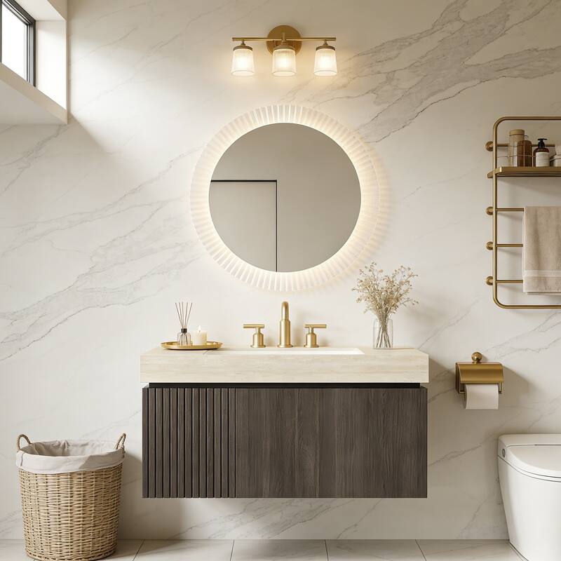 Mondern Floating Bathroom Vanity with 3 Pre-drilled Faucet Holes