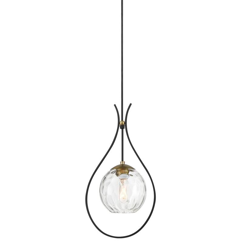 Minka Lavery 1531 Cody 9" Wide Mini Pendant with Clear Water Glass - Coal / Soft Brass