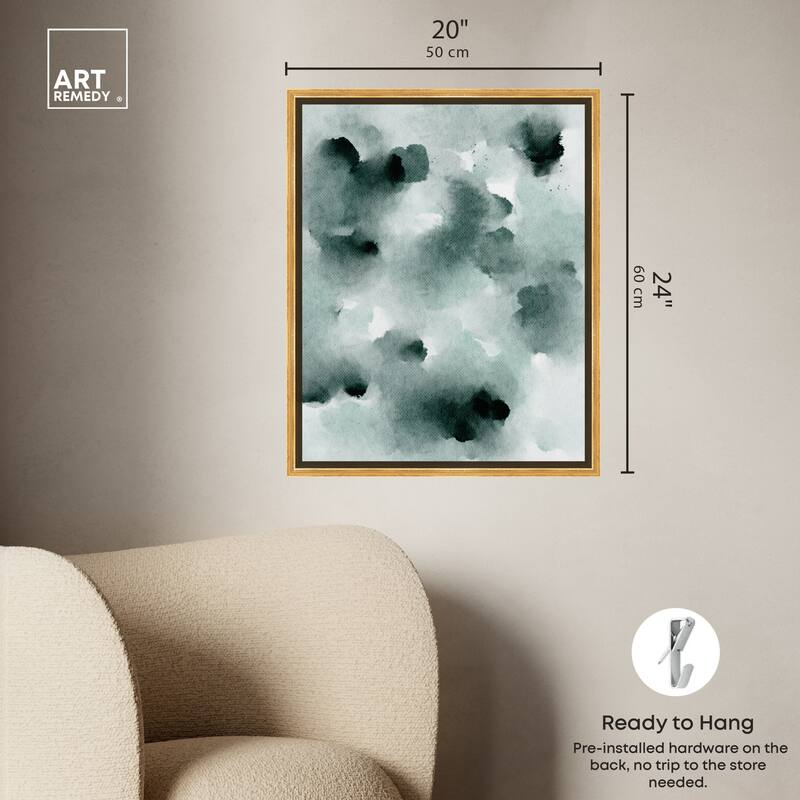 Art Remedy Diluted Smoke In The Snow Framed Watercolor Boho Abstracts