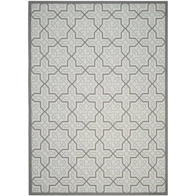 SAFAVIEH Courtyard Karla Indoor/ Outdoor Waterproof Patio Backyard Rug - 6'7" x 9'6" - Light Grey/Anthracite
