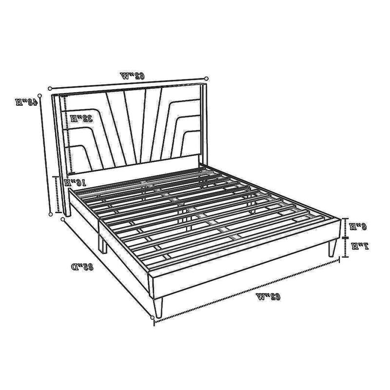 Kopa Queen Size Bed with Tufted Headboard, Brown Burlap Upholstery, Wood