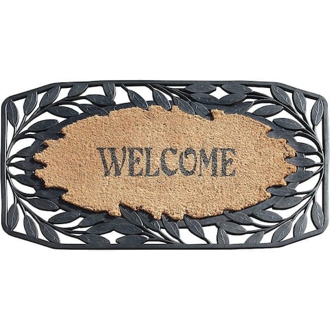 A1HC Welcome Rubber and Coir Large Heavy-Duty Outdoor Doormat, 23"X38", Black