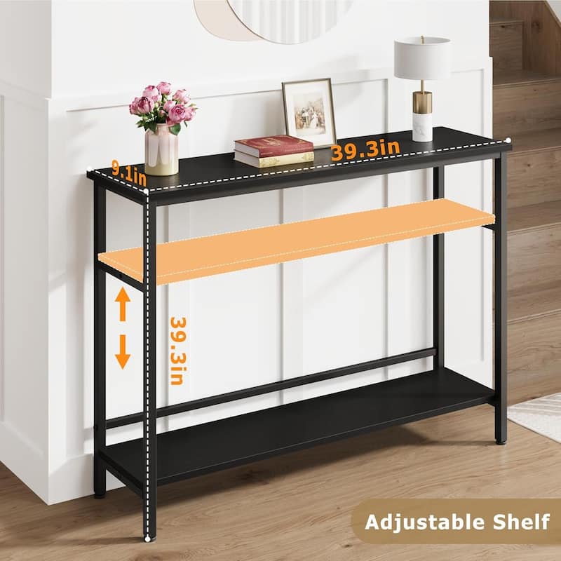 Narrow and Thin Sofa Table with Adjustable Shelves