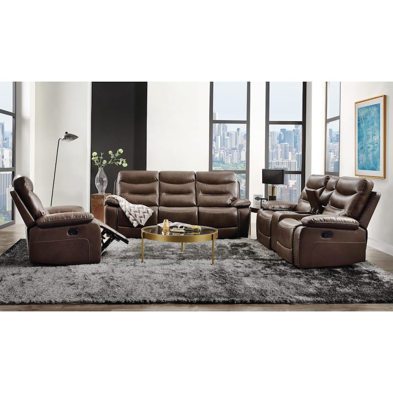 Brown Leather-Gel Match Recliner Loveseat