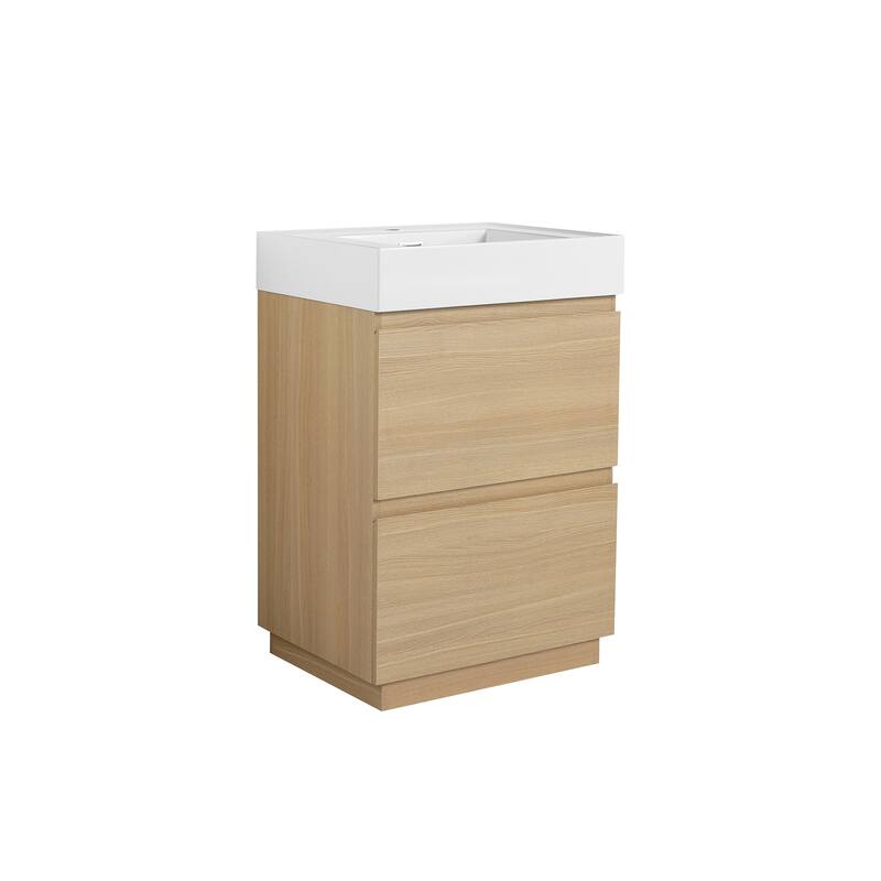 24 in. W x 18 in. D x 35 in. H Single Sink Freestanding Bath Vanity with White Resin Top