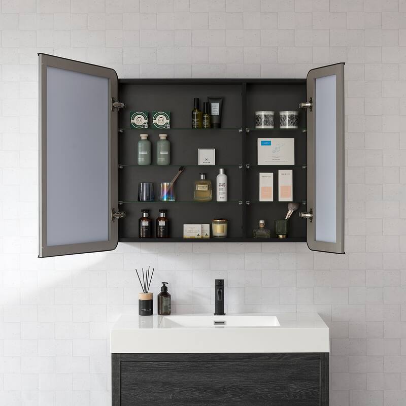 Talayuela Rectangular Aluminum Framed Medicine Cabinet with Mirror