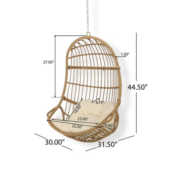 dimension image slide 1 of 2, Richards Outdoor/Indoor Wicker Hanging Chair (No Stand) by Christopher Knight Home