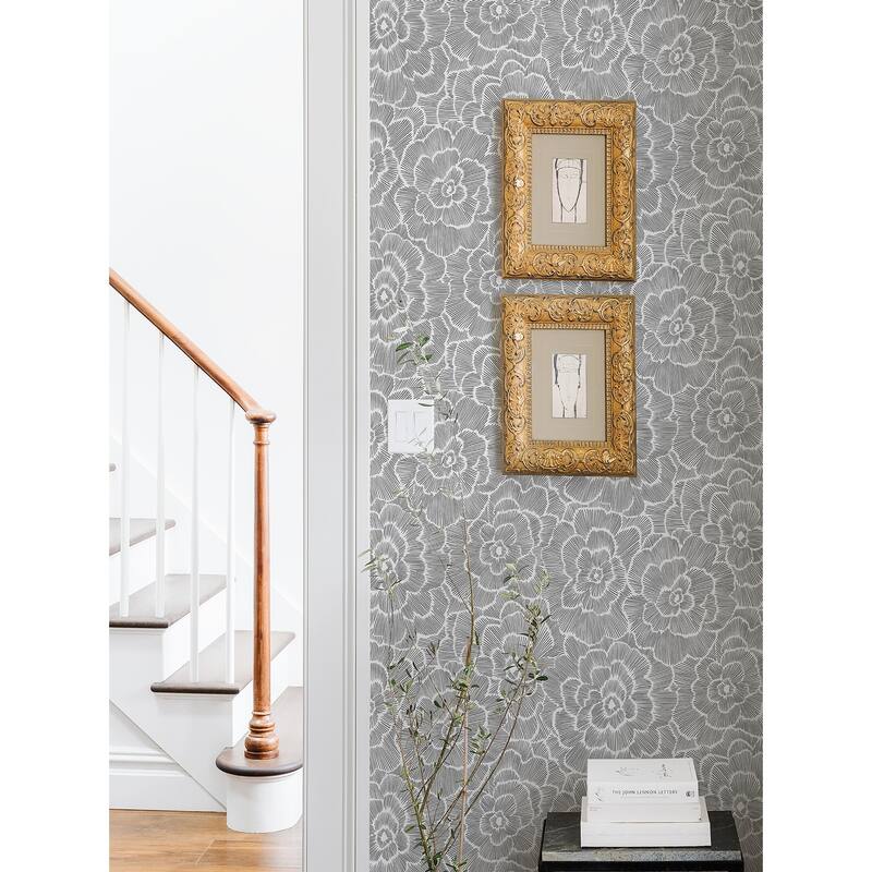 NuWallpaper Charcoal Saraya Peel & Stick Wallpaper - 20.5-in x 216-in