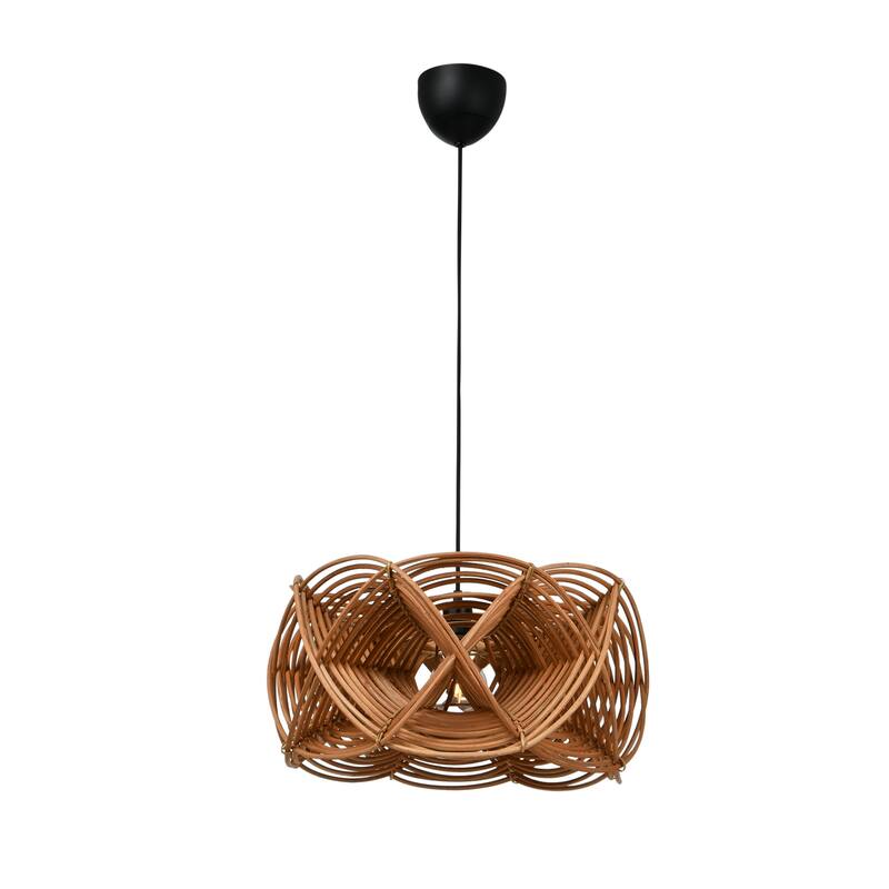 Woven Rattan Ceiling Light - 19.7"L x 19.7"W x 11.0"H