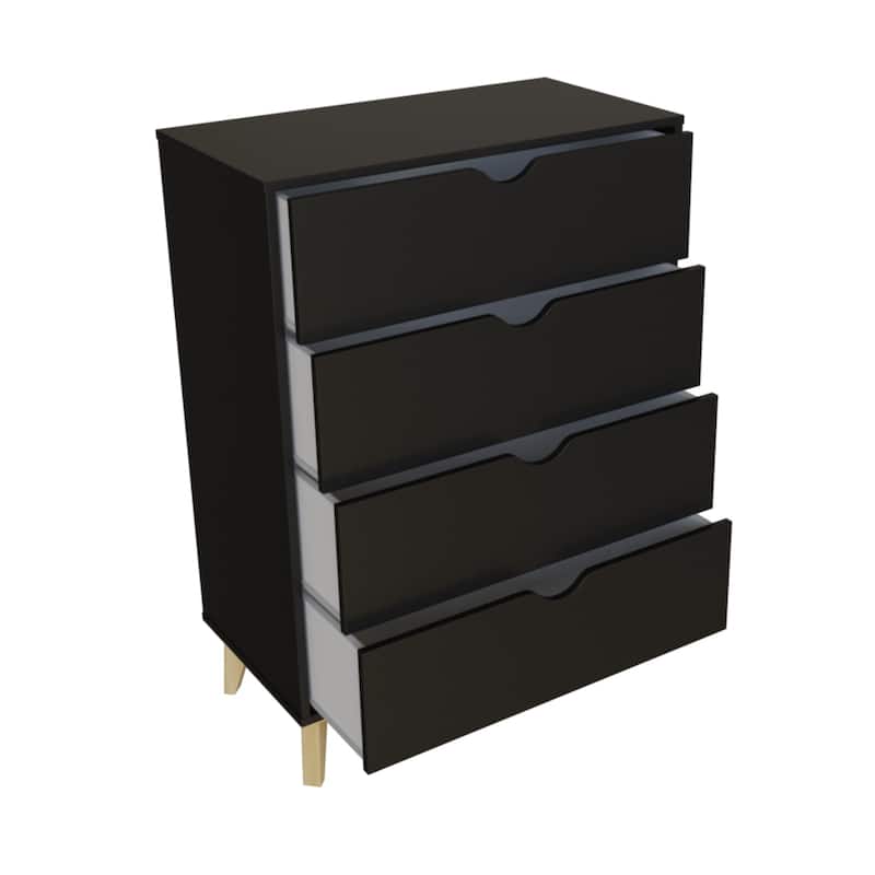 HomeRoots 30" Black Four Drawer Standard Chest