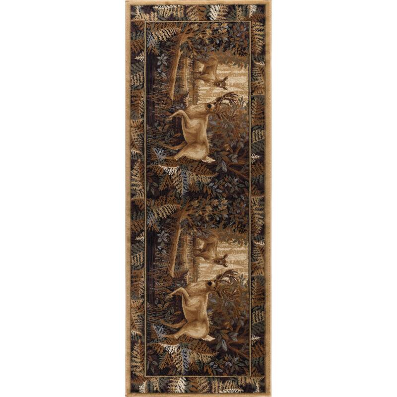 Natural Lodge Novelty Graphic Indoor Area Rug