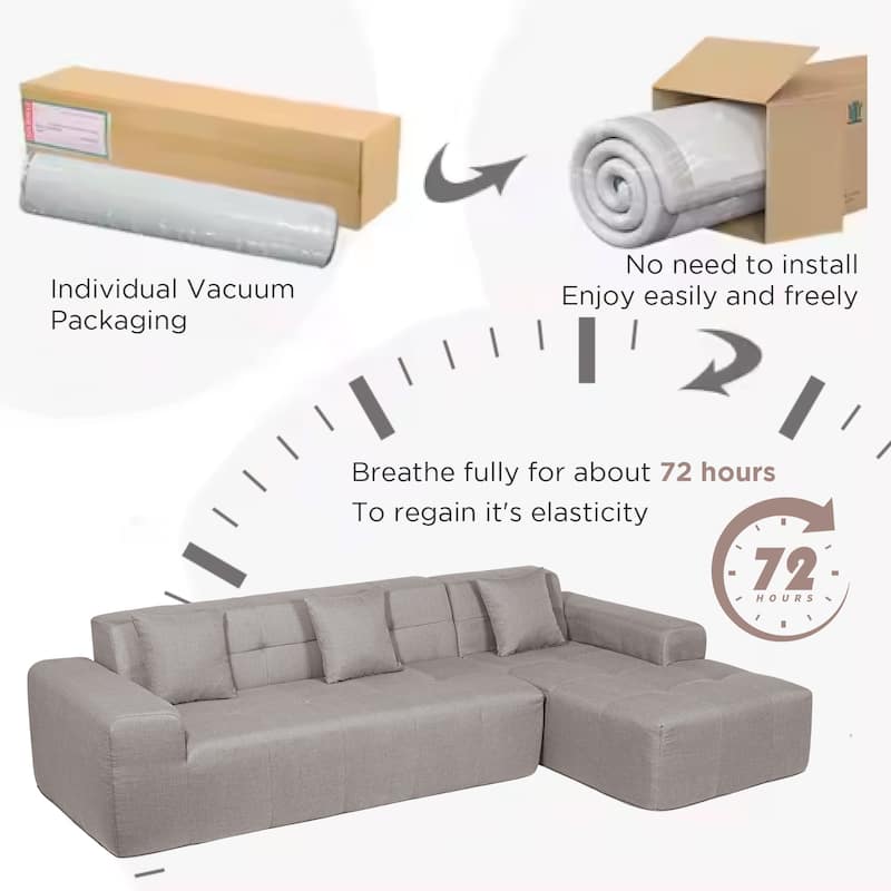 Outdoor Modern Sectional Sofa with L-Shape Chaise, Minimalist Modular Couch, No Assembly Required