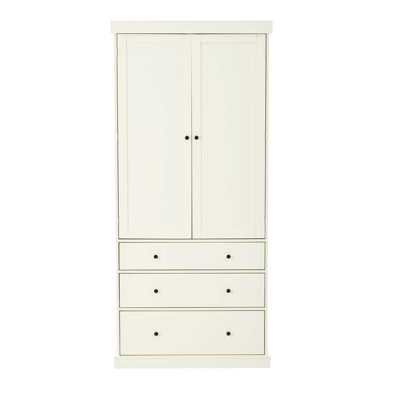 77" Farmhouse-Style Freestanding Pantry – Spacious Kitchen Storage Cabinet with 3 Adjustable Shelves, 8 Door Racks & 3 Drawers. - Cream