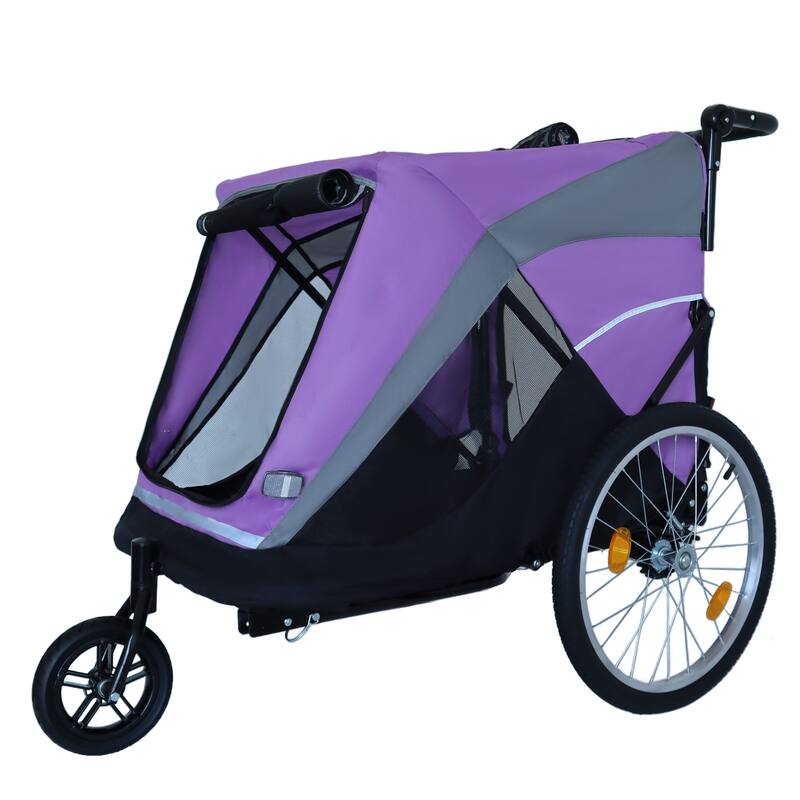 2-In-1 Bike Trailer & Push Cart For Pets-Quick Release Wheel,Pockets And Storage Bag,Holds Pets Up To 88 Lbs