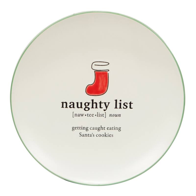 Certified International Christmas Fun Green Sayings 8.5" Dessert Plates, Set of 6 Assorted Designs - 8.5-inch