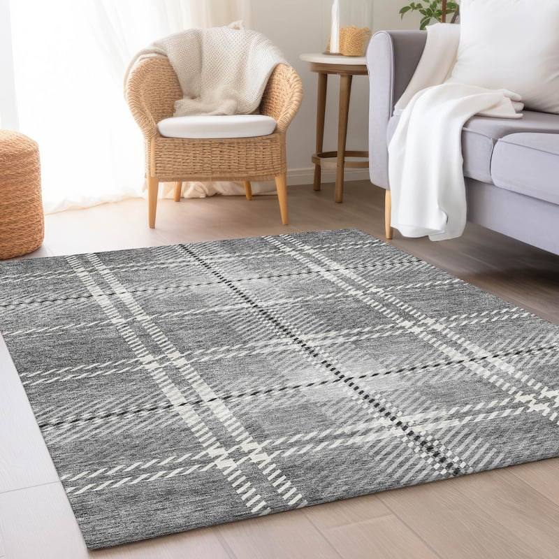 Premium Washable Super Soft Plaid Mayfield Rug - Gray - 2'6" x 3'10"
