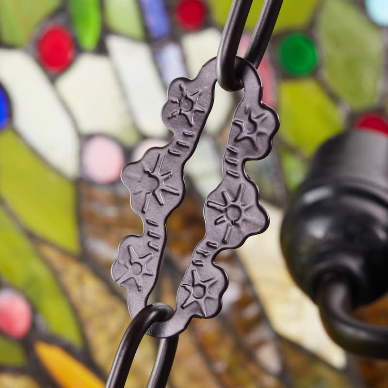 Evelyn River of Goods Multicolor Stained Glass 19.25-Inch Pendant Light with Adjustable Hanging Cord - 19.25" x 19.25" x 25.5"