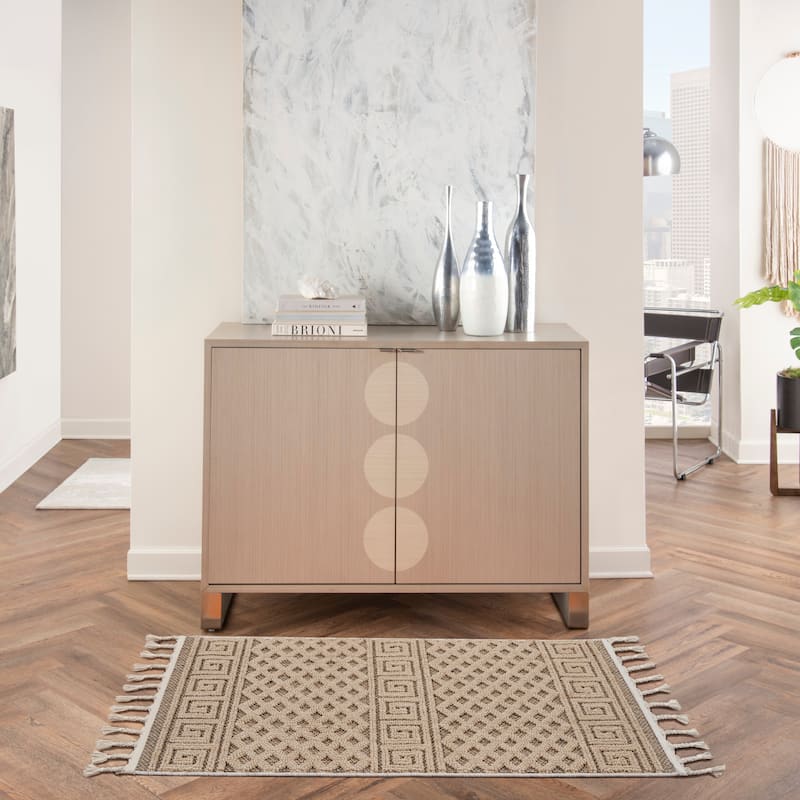 Nourison Elwood Contemporary Greek Key Lattice Geometric Area Rug - 2'2" x 4'5" - Mocha - Runner/Rectangle