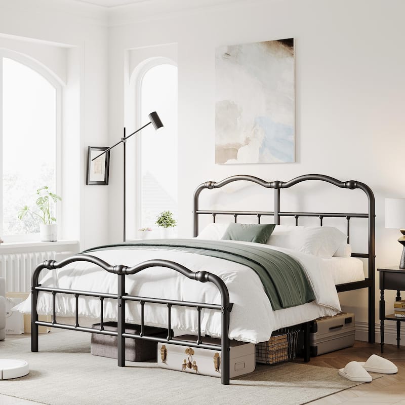 14 In High Heavy Duty Metal Bed Frame with Vintage Style, Supports Up To 2500lbs, Easy Assembly and No Squeak - Full