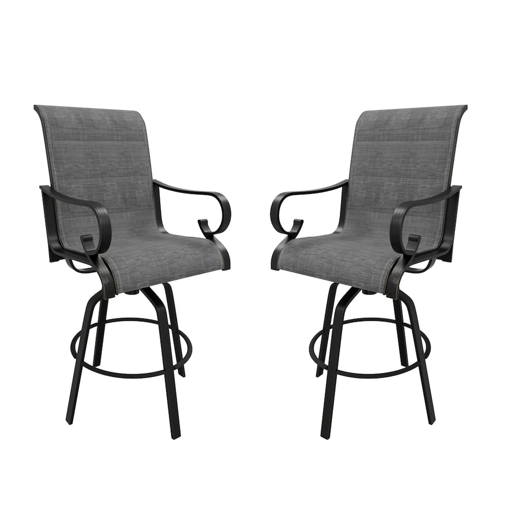 Outdoor Patio Grey Aluminum Swivel Bar Stools (Set of 2)