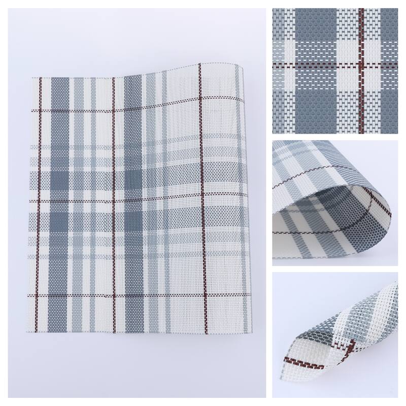 PVC Placemats, Set of 6 Placemats for Kitchen Dining Table Decor Heat Resistant Table Placemats Wipeable Table Mat - 18*12in - Gray Blue
