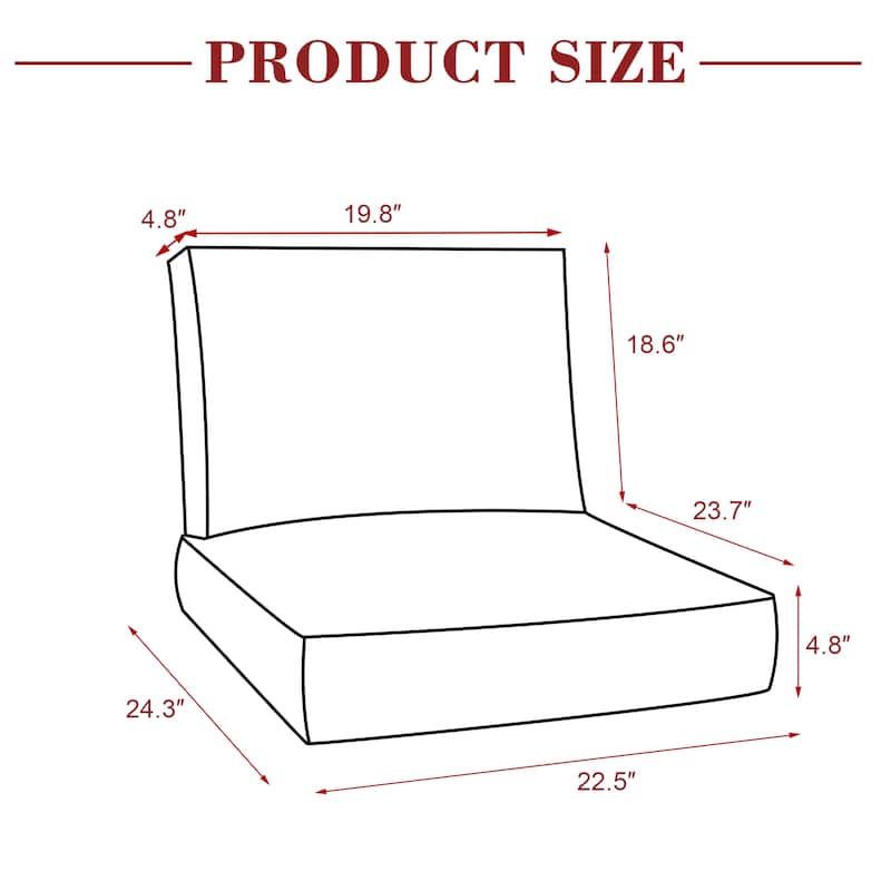 Modern 24" Outdoor Deep Seat Cushions Set, Outdoor Cushions for Chairs - 23" W x 24.5" D