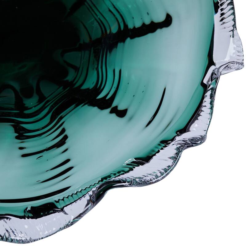 Cascade Petal Platter Scalloped Edge Glass Decorative Bowl for Home