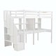 preview thumbnail 9 of 30, Loft Bed Frame with Storage Staircase and Double Desks and Shelves