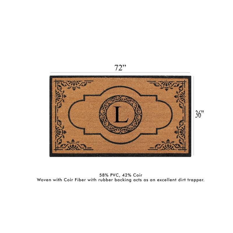 A1HC Natural Coir and PVC backing Hand-crafted Abrilina Monogrammed Double Doormat