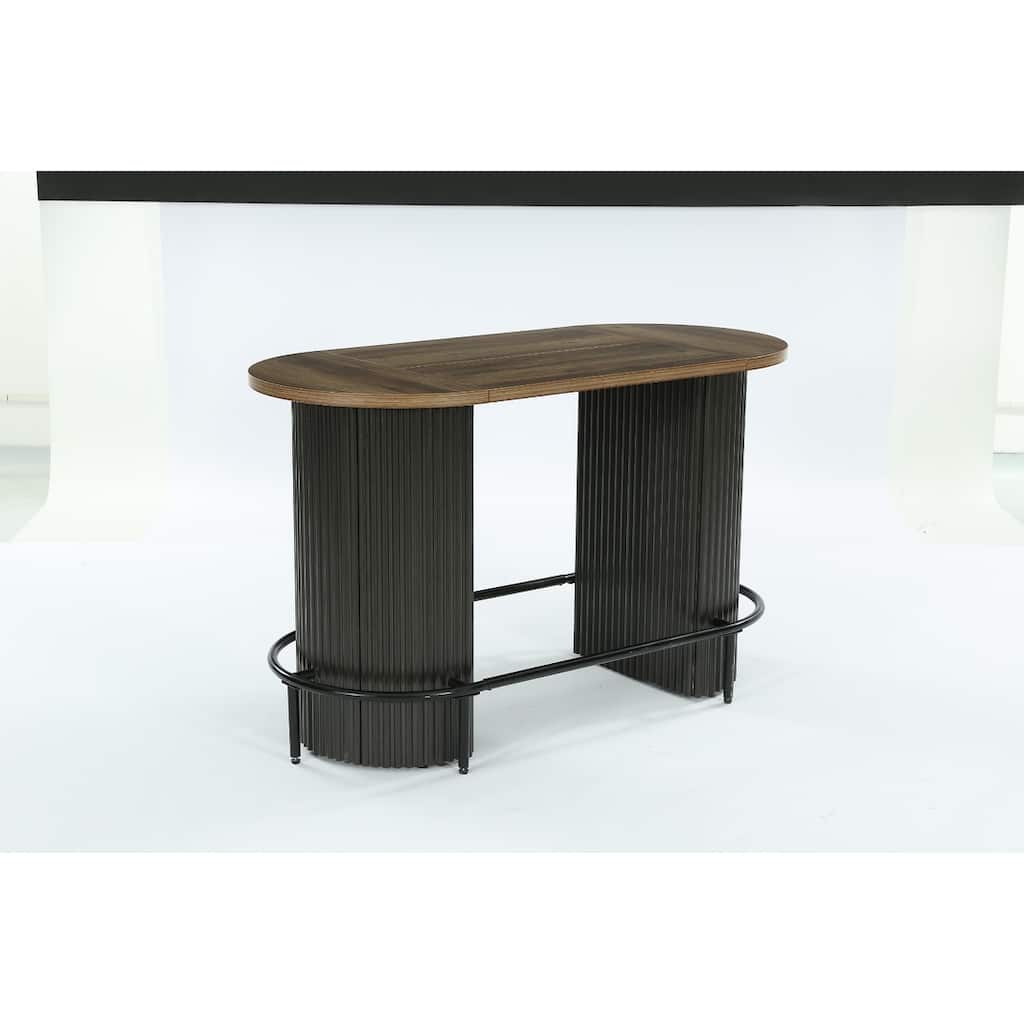Modern Industrial Bar Table with Metal Footrest