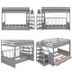 preview thumbnail 4 of 34, Full Over Full/Futon Bunk Bed with Storage Staircase and Drawers, Kids Wood Convertible Bunk Bed Frame with Bedside Table