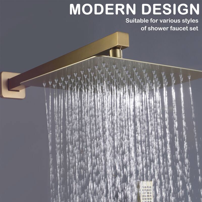 Super-thin 12'' Rotatable High Pressure Rain Shower Head with Self-Cleaning and Aerating Technology in Black / Gold - Gold