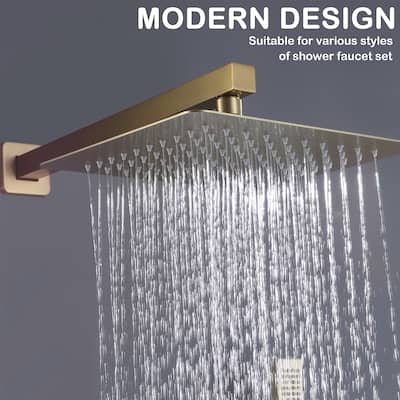 Super-thin 12'' Rotatable High Pressure Rain Shower Head with Self-Cleaning and Aerating Technology in Black / Gold
