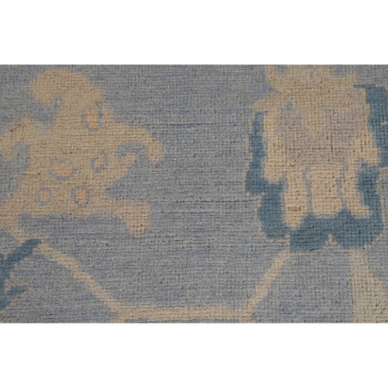 Hand Knotted Oriental 100% Wool Carpet Transitional All-Over Navy Blue & Blues Oushak Area Rug - 12' 0'' X 9' 5''