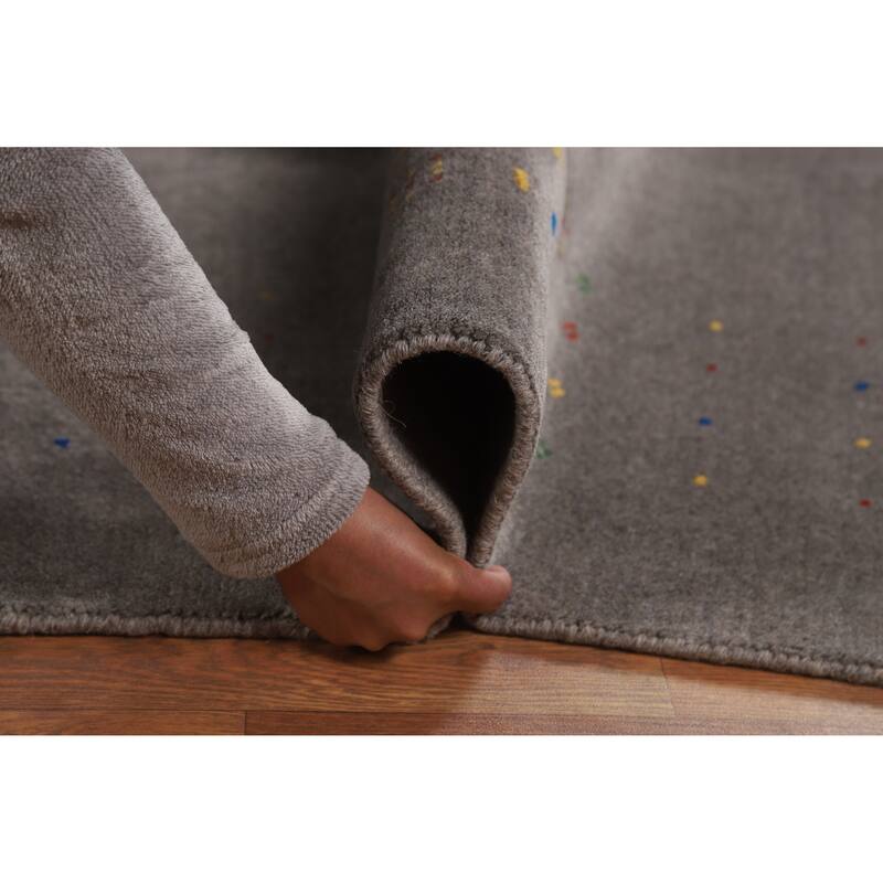 Tribal Gray Gabbeh Oriental Area Rug Handmade Wool Carpet - 8'2" x 9'11"